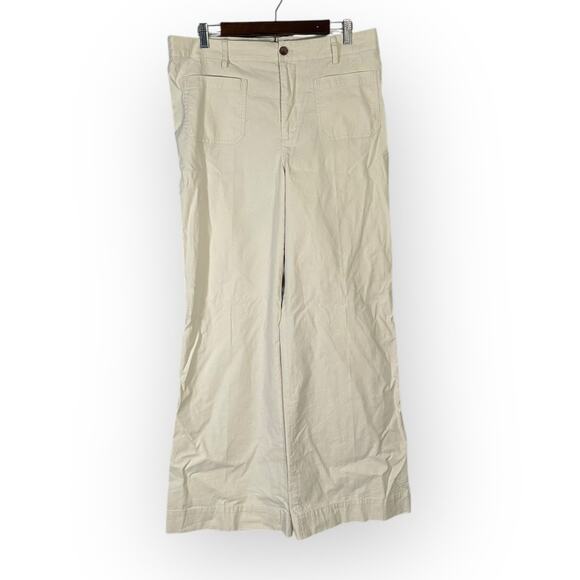 J.Crew Factory Lizzie Pant Women's 32 Cream Wide-Leg High-Rise Patch-Pocket NWT - Picture 3 of 11